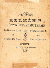 Magyarország, Budapest V., Deák Ferenc utca 5. / Kristóf tér5., fényképészeti műterme., 1900, Kameniczky Attila, műterem, fényképész, hátlap, Budapest, Fortepan #85767