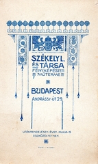 Magyarország, Budapest VI., Andrássy út 29., Székely L. és társa fényképészeti műterme., 1905, Kőhegyi Zoltán, műterem, fényképész, hátlap, Budapest, Fortepan #85781