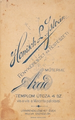 Románia,Erdély, Arad, Templom utca 4., Homisch L- István fényképészeti és festészeti műterme., 1921, Morvay Kinga, műterem, fényképész, hátlap, Fortepan #85782