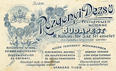 Hungary, Budapest V., Kálvin tér 5., Rozgonyi Dezső fényképészeti műterme., 1906, Nagyné Márkus Piroska, studio, photographer, verso, Budapest, Fortepan #85791