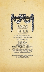 Hungary, Sopron, Várkerület 90., Bokor Gyula fényképészeti és festészeti műterme., 1910, Schermann Ákos, studio, photographer, verso, Fortepan #85800