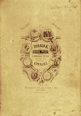 Magyarország,Szlovákia, Budapest V.,Eperjes, Hercegprimás (Három Korona) utca, Bazár 33., Divald Károly fényképészeti műintézete., 1900, Schermann Ákos, műterem, fényképész, hátlap, Budapest, Fortepan #85804