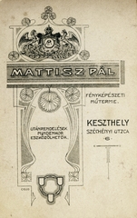 Magyarország,Balaton, Keszthely, Széchenyi utca 6., Mattisz Pál fényképészeti műterme., 1908, Schermann Ákos, műterem, fényképész, hátlap, Fortepan #85830