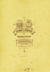 Magyarország, Székesfehérvár, Kórház utca 3., Schmidt és Majláth fényképészeti műterme., 1900, Székesfehérvár Városi Képtár, műterem, fényképész, hátlap, Fortepan #85871