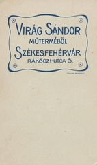 Magyarország, Székesfehérvár, Rákóczi utca 5., Virág Sándor műterme., 1918, Székesfehérvár Városi Képtár, műterem, fényképész, hátlap, Fortepan #85882