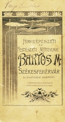 Magyarország, Székesfehérvár, Bartos Malvin fényképészeti és festészeti műterme., 1912, Székesfehérvár Városi Képtár, műterem, fényképész, hátlap, Fortepan #85889