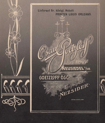 Ausztria, Nezsider, Oscar Goetzloff fényképész., 1900, Tarcsai Mária, műterem, fényképész, hátlap, Fortepan #85927