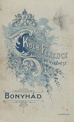 Magyarország, Bonyhád, Kolb Ferenc fényképész., 1900, Erky-Nagy Tibor, műterem, fényképész, hátlap, Fortepan #85937