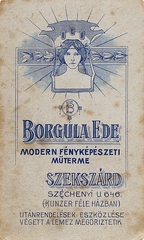 Hungary, Szekszárd, Széchenyi utca 646., Borgula Ede modern fényképészeti műterme., 1910, Erky-Nagy Tibor, studio, photographer, verso, Fortepan #85942