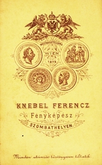 Magyarország, Szombathely, Knébel Ferencz fényképész., 1900, Németh Tamás, műterem, fényképész, hátlap, Fortepan #85952