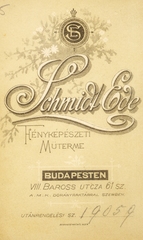 Magyarország, Budapest VIII., Baross utca 61., Schmidt Ede fényképészeti műterme., 1905, Veszprém Megyei Levéltár/Nemere Péter, műterem, fényképész, hátlap, Budapest, Fortepan #85954