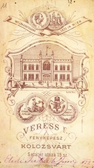 Románia,Erdély, Kolozsvár, Sétatér utca 15., Veress Ferenc fényképész., 1900, Veszprém Megyei Levéltár/Nemere Péter, műterem, fényképész, hátlap, Fortepan #85963