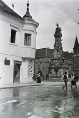 Hungary, Budapest I., Szentháromság-szobor a Szentháromság utcából nézve., 1912, Schmidt Albin, Holy Trinity Statue, Budapest, Fortepan #86021