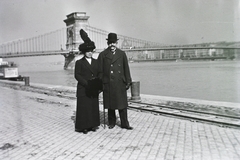 Magyarország, Budapest I., budai alsó rakpart a Széchenyi Lánchíd 1914-15. évi felújításakor., 1914, Schmidt Albin, híd, rakpart, Duna, kikötőbak, Budapest, függőhíd, William Tierney Clark-terv, Fortepan #86046