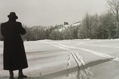 Hungary, Mátraszentimre, szemben a Három falu temploma (Szent István király-templom)., 1939, Schmidt Albin, winter, church, snow, chapel, Fortepan #86212