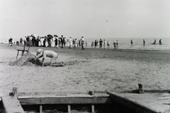 1910, Schmidt Albin, beach, chair, sand castle, Fortepan #86274