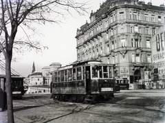 Hungary, Budapest V., Belgrád (Ferenc József) rakpart az Erzsébet híd pesti hídfője felé nézve, jobbra az Irányi utca torkolata., 1907, Schmidt Albin, tram, Budapest, Fortepan #86299