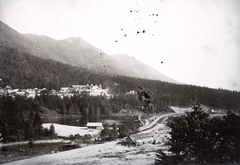 Romania,Transylvania, Băile Tusnad, Csukás-tó., 1908, Magyar Földrajzi Múzeum / Erdélyi Mór cége, landscape, damaged photo, Fortepan #86412