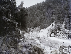 Románia,Erdély, Iacobeni–Prislop–Borșa közötti katonai keskeny nyomtávú vasút Cârlibaba közelében., 1906, Magyar Földrajzi Múzeum / Erdélyi Mór cége, vasút, alagút, lóvasút, Fortepan #86448