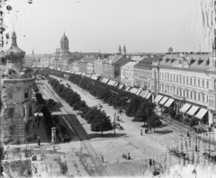 Románia,Erdély, Arad, Andrássy tér (Bulevardul Revolutiei)., 1904, Magyar Földrajzi Múzeum / Erdélyi Mór cége, sugárút, napellenző, Fortepan #86450