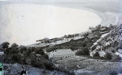 Romania,Transylvania, Baziaş, Duna-part, kikötő és a vasútállomás az áruraktárakkal., 1908, Magyar Földrajzi Múzeum / Erdélyi Mór cége, port, train station, Danube, Fortepan #86461