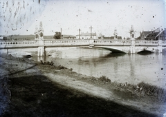 Romania,Transylvania, Sibiu, kőhíd a Szeben folyón., 1908, Magyar Földrajzi Múzeum / Erdélyi Mór cége, bridge, Fortepan #86494