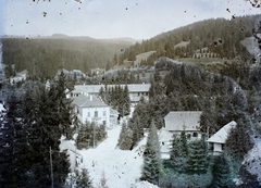 Románia,Erdély, Borszék, a város látképe, középtájon a Hotel Mélik., 1907, Magyar Földrajzi Múzeum / Erdélyi Mór cége, szálloda, madártávlat, Fortepan #86562