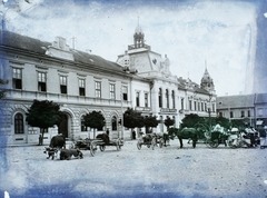 Romania,Transylvania, Deva, Fő tér, háttérben az Orient Szálloda., 1908, Magyar Földrajzi Múzeum / Erdélyi Mór cége, street view, hotel, cattle, Fortepan #86601