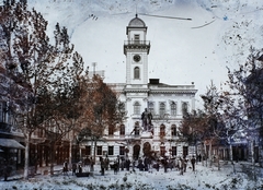 Slovakia, Komarno, Klapka György tér, a Városháza előtt Klapka György szobra (Rónai József, 1896.)., 1903, Magyar Földrajzi Múzeum / Erdélyi Mór cége, sculpture, Renaissance Revival, public building, György Klapka-portrayal, József Róna-design, Ágost Gerstenberger-design, Károly Arvé-design, Fortepan #86637