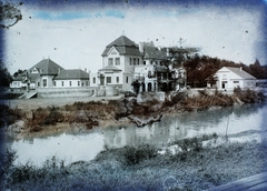 Románia,Erdély, Temesvár, Béga-csatorna, a túlparton a Regatta Egyesület székháza., 1910, Magyar Földrajzi Múzeum / Erdélyi Mór cége, part, csatorna, Fortepan #86657