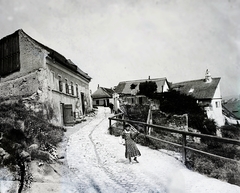 Hungary, Tabán, Budapest I., Alsóhegy utca., 1910, Magyar Földrajzi Múzeum / Erdélyi Mór cége, railing, street view, house, chimney, door, kid, street name sign, Budapest, Fortepan #86750