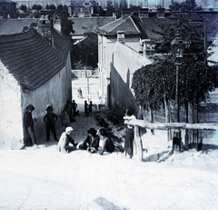 Hungary, Tabán, Budapest I., Pásztor lépcső a Gellérthegy utca irányából az Árok utca felé nézve., 1910, Magyar Földrajzi Múzeum / Erdélyi Mór cége, street view, kid, Budapest, Fortepan #86759