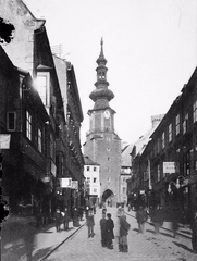 Slovakia, Bratislava, Mihály-kapu., 1903, Magyar Földrajzi Múzeum / Erdélyi Mór cége, Baroque-style, cobblestones, gate tower, City gate, Fortepan #86767