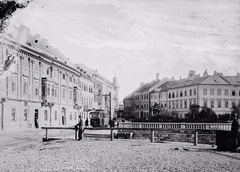 Slovakia, Bratislava, a Duna sor (Dvořákovo nábrežie) a Hal tér (Rybné námestie) felé nézve., 1903, Magyar Földrajzi Múzeum / Erdélyi Mór cége, tram, Fortepan #86768