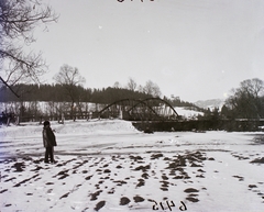 Poland, a Dunajec folyó völgye, a távolban Nedec vára., 1911, Magyar Földrajzi Múzeum / Erdélyi Mór cége, castle, bridge, Fortepan #86834