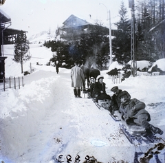 Slovakia,High Tatras, Starý Smokovec, 1907, Magyar Földrajzi Múzeum / Erdélyi Mór cége, winter, snow, horse, sledge, Tatra Mountains, Fortepan #86966