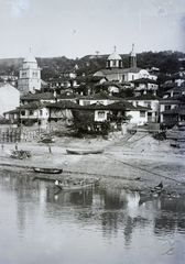 Bulgária, Tutrakan, a város a Dunáról nézve, jobbra a Szent Miklós-templom., 1913, Magyar Földrajzi Múzeum / Erdélyi Mór cége, Fortepan #87007