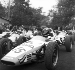 Magyarország, Népliget, Budapest X., Formula Vee futam 1969. május 11-én., 1969, Urbán Tamás, autóverseny, versenyautó, bukósisak, Budapest, Fortepan #87160