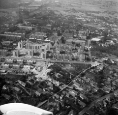 Magyarország, Szigetszentmiklós, légifotó, középpontban a József Attila lakótelep., 1970, Urbán Tamás, légi felvétel, lakótelep, Fortepan #87259