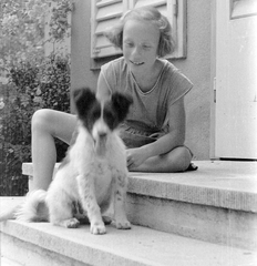 1948, Fortepan, dog, girl, puppy, Fortepan #8745