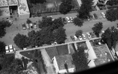 Hungary,Lake Balaton, Siófok, Petőfi sétány a Hotel Európa előtt., 1971, Urbán Tamás, car park, bird's eye view, Fortepan #87581