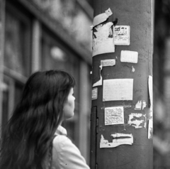 Hungary, Budapest, 1972, Urbán Tamás, doodle, message, ad pillar, Fortepan #87832