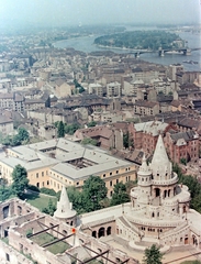 Magyarország, budai Vár, Budapest I., látkép a Mátyás-templom tornyából fotózva., 1956, Fortepan, színes, háborús kár, építkezés, látkép, Budapest, Fortepan #879