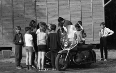 Hungary, 1973, Urbán Tamás, motorcycle with sidecar, Young Pioneer camp, Fortepan #88152