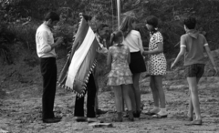 Hungary, 1973, Urbán Tamás, flag, Young Pioneer camp, Fortepan #88153