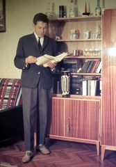 1965, Fortepan, portrait, colorful, book, parquet floor, Fortepan #8848