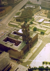 Germany, Berlin, Kelet-Berlin, a vörös Városháza., 1978, Fortepan, colorful, picture, Renaissance Revival, GDR, public building, East-Berlin, Hermann Friedrich Waesemann-design, bird's eye view, Fortepan #8857