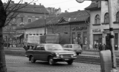 Hungary, Budapest XIII., Váci út, balra a Fiastyúk (Thälmann) utca torkolata., 1976, Urbán Tamás, neon sign, Budapest, Fortepan #88921