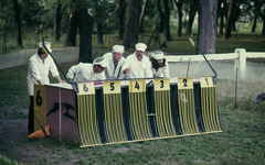 Magyarország,Szentendrei-sziget, Tahitótfalu, agárverseny a Pokol csárda melletti új pályán, rajtgép., 1977, Urbán Tamás, színes, agárverseny, Fortepan #89012