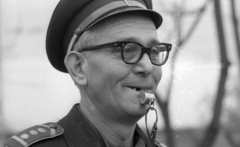 Hungary, Budapest XIII., Váci út, Újpest kocsiszín., 1976, Urbán Tamás, uniform, glasses, Budapest, whistle, insignia, Fortepan #89465